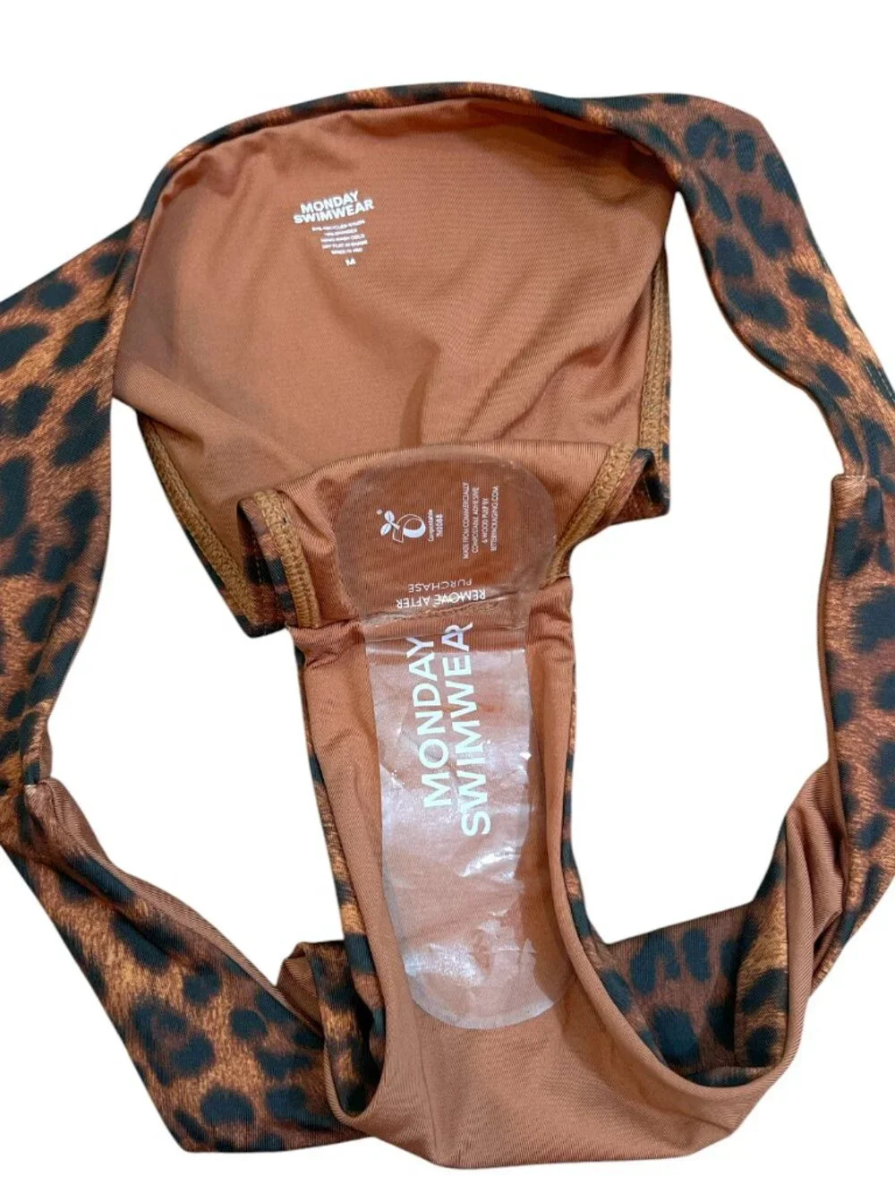 Monday Swimwear Byron Leopard Bikini Bottom Brown Medium NWOT